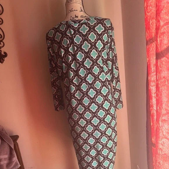 Banana Republic XL Geometric Patterned Dress - Black and Teal - Picture 5 of 5